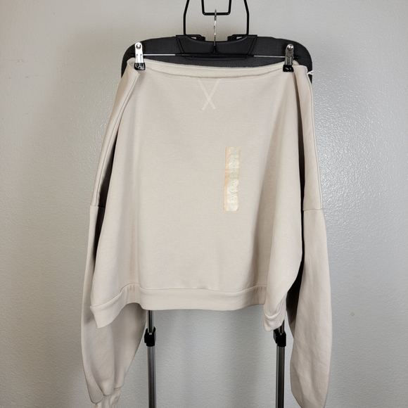 Blogilates Women's Dance Studio Off the Shoulder Sweatshirt Moonbeam Size 1X - Picture 1 of 5